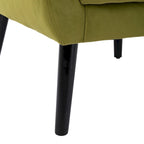 Fauteuil d'appoint en velours vert avec dossier incurvé et pieds en bois massif noir, 1 place