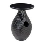 Table d'appoint ronde noire à piédestal, bois de manguier massif, aucun assemblage requis