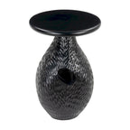 Table d'appoint ronde noire à piédestal, bois de manguier massif, aucun assemblage requis