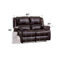 Causeuse inclinable en cuir synthétique marron avec accoudoirs rembourrés, 2 places