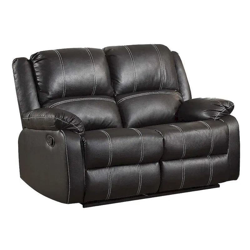 Causeuse inclinable en cuir synthétique marron avec accoudoirs rembourrés, 2 places