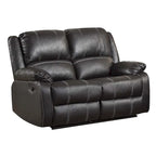Causeuse inclinable en cuir synthétique marron avec accoudoirs rembourrés, 2 places