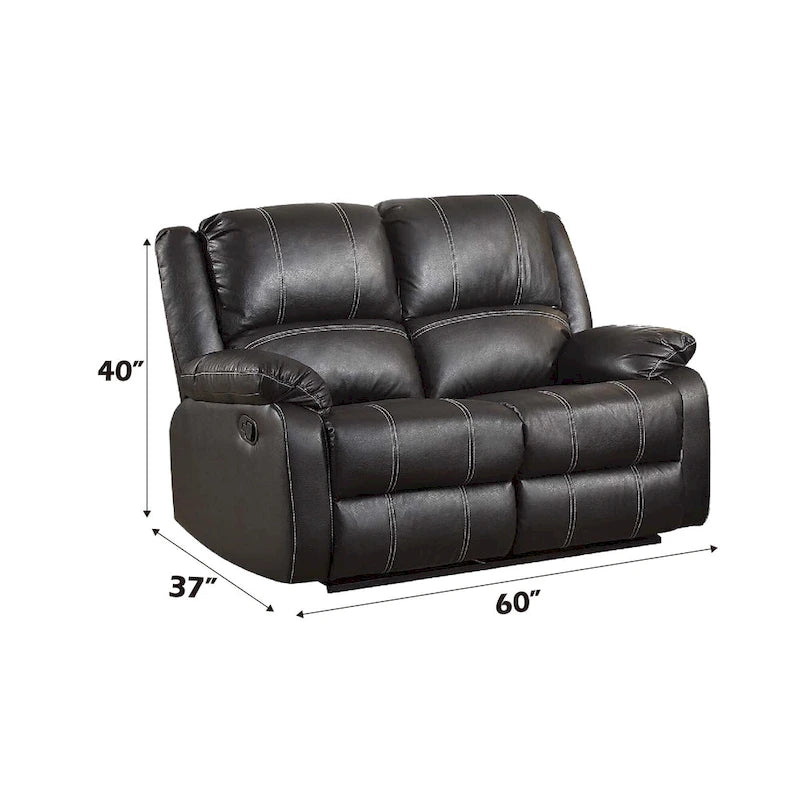 Causeuse inclinable en cuir synthétique marron avec accoudoirs rembourrés, 2 places