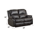 Causeuse inclinable en cuir synthétique marron avec accoudoirs rembourrés, 2 places