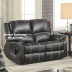 Causeuse inclinable en cuir synthétique marron avec accoudoirs rembourrés, 2 places