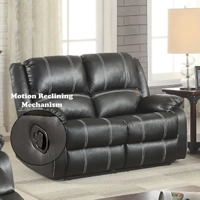 Causeuse inclinable en cuir synthétique marron avec accoudoirs rembourrés, 2 places