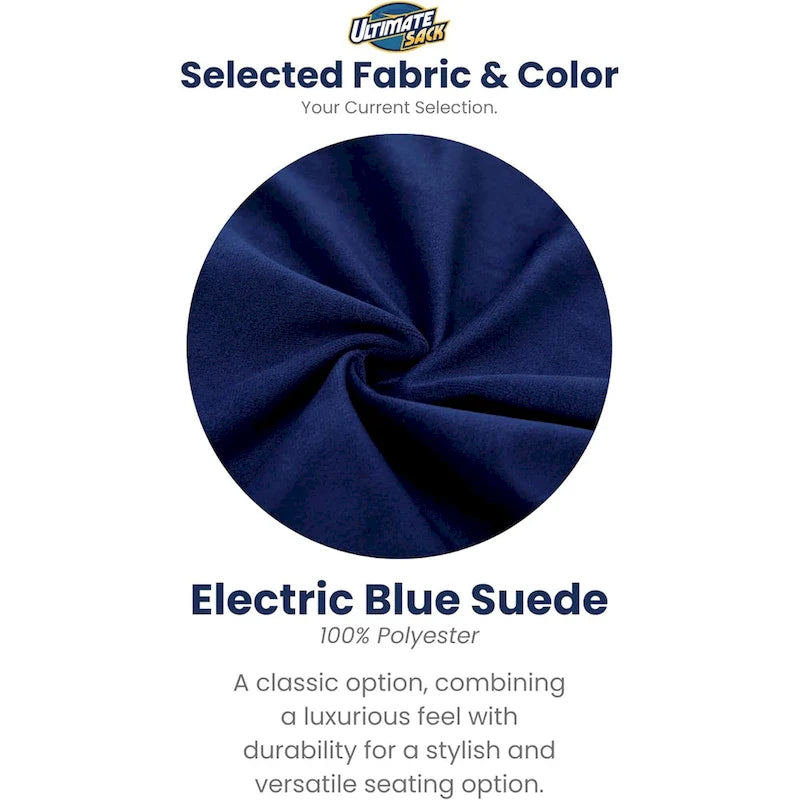 Fauteuil poire oversized en suédine bleue de 1,80 m, avec rembourrage en mousse, 1 à 2 places