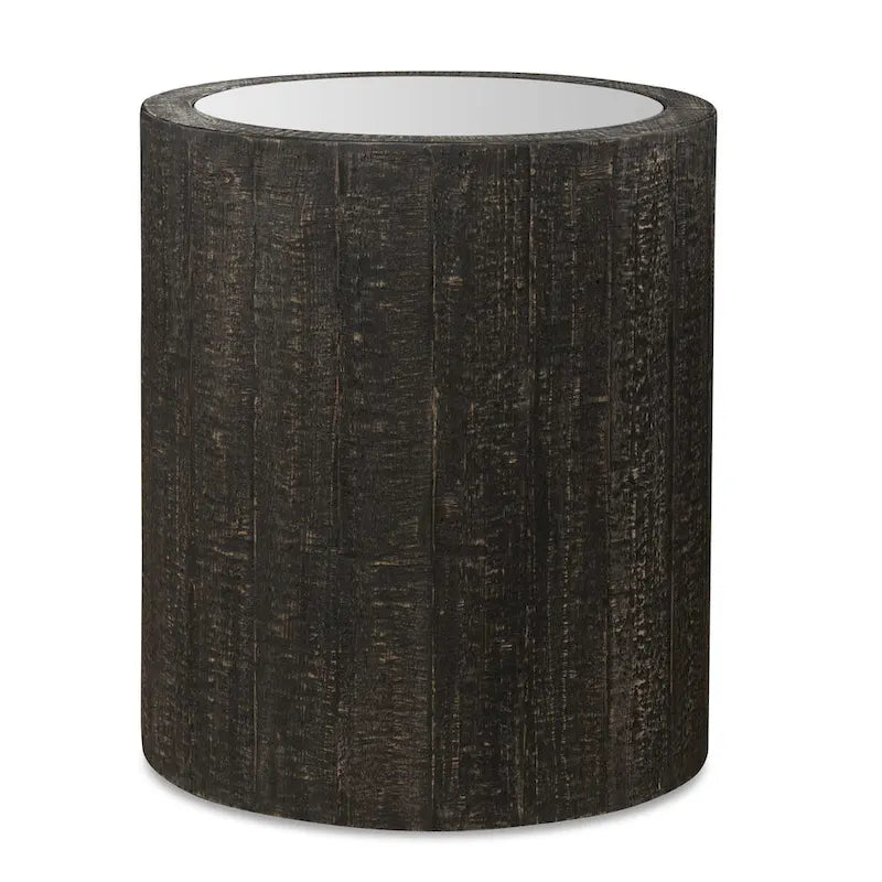 Mirrored Top Drum End Accent Table - 25  - Black