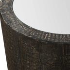 Table d'appoint ronde noire avec plateau miroir, aucun assemblage requis