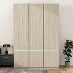 Armoire autoportante naturelle à 6 portes avec tringle à vêtements et 7 compartiments, assemblage par 2 personnes