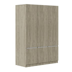 Armoire autoportante naturelle à 6 portes avec tringle à vêtements et 7 compartiments, assemblage par 2 personnes