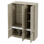Armoire autoportante naturelle à 6 portes avec tringle à vêtements et 7 compartiments, assemblage par 2 personnes