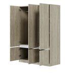 Armoire autoportante naturelle à 6 portes avec tringle à vêtements et 7 compartiments, assemblage par 2 personnes