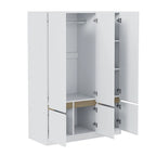 Armoire autoportante naturelle à 6 portes avec tringle à vêtements et 7 compartiments, assemblage par 2 personnes
