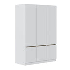 Armoire autoportante naturelle à 6 portes avec tringle à vêtements et 7 compartiments, assemblage par 2 personnes
