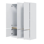 Armoire autoportante naturelle à 6 portes avec tringle à vêtements et 7 compartiments, assemblage par 2 personnes