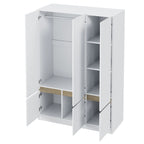 Armoire autoportante naturelle à 6 portes avec tringle à vêtements et 7 compartiments, assemblage par 2 personnes