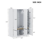 Armoire autoportante naturelle à 6 portes avec tringle à vêtements et 7 compartiments, assemblage par 2 personnes