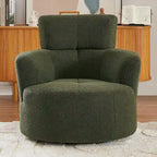 Fauteuil d'appoint pivotant à 360° en polaire berbère vert / jaune / crème / gris avec appuie-tête réglable, 1 place