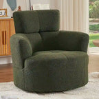 Fauteuil d'appoint pivotant à 360° en polaire berbère vert / jaune / crème / gris avec appuie-tête réglable, 1 place