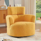 Fauteuil d'appoint pivotant à 360° en polaire berbère vert / jaune / crème / gris avec appuie-tête réglable, 1 place