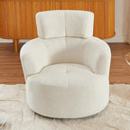 Fauteuil d'appoint pivotant à 360° en polaire berbère vert / jaune / crème / gris avec appuie-tête réglable, 1 place