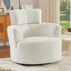 Fauteuil d'appoint pivotant à 360° en polaire berbère vert / jaune / crème / gris avec appuie-tête réglable, 1 place