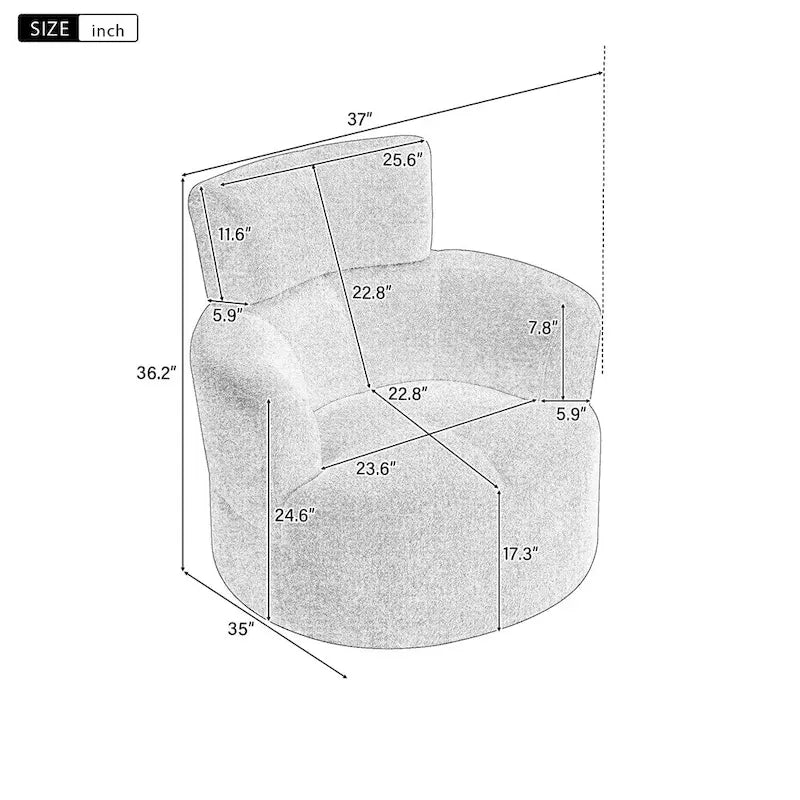 Fauteuil d'appoint pivotant à 360° en polaire berbère vert / jaune / crème / gris avec appuie-tête réglable, 1 place