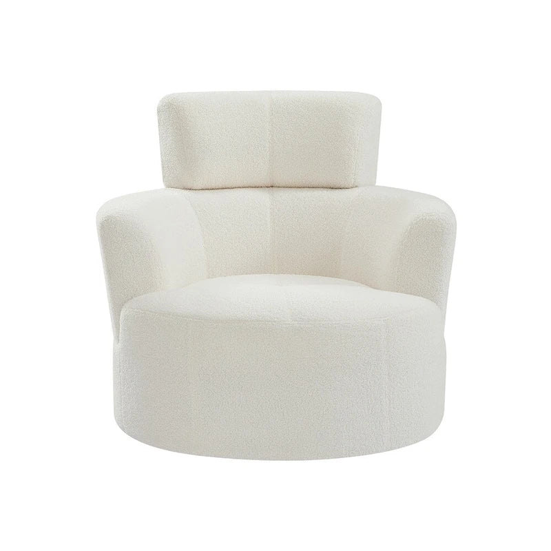 Fauteuil d'appoint pivotant à 360° en polaire berbère vert / jaune / crème / gris avec appuie-tête réglable, 1 place