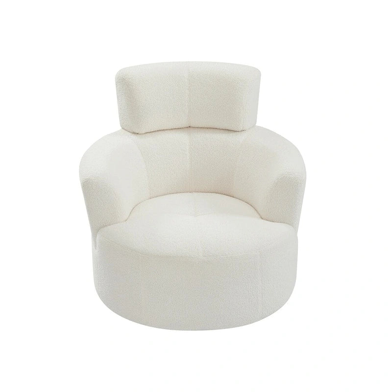Fauteuil d'appoint pivotant à 360° en polaire berbère vert / jaune / crème / gris avec appuie-tête réglable, 1 place