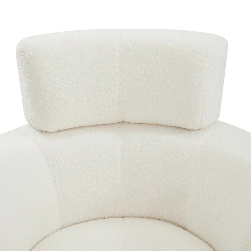 Fauteuil d'appoint pivotant à 360° en polaire berbère vert / jaune / crème / gris avec appuie-tête réglable, 1 place
