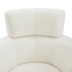 Fauteuil d'appoint pivotant à 360° en polaire berbère vert / jaune / crème / gris avec appuie-tête réglable, 1 place