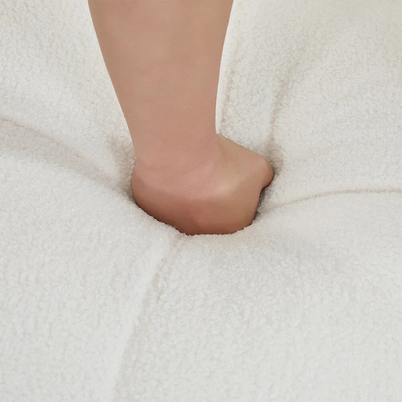Fauteuil d'appoint pivotant à 360° en polaire berbère vert / jaune / crème / gris avec appuie-tête réglable, 1 place