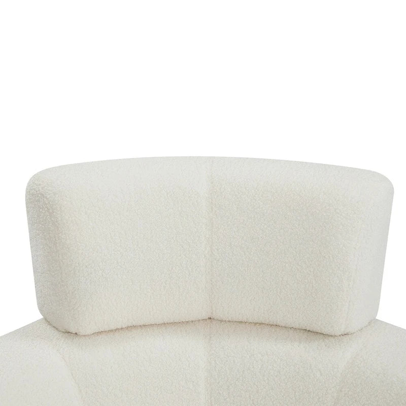 Fauteuil d'appoint pivotant à 360° en polaire berbère vert / jaune / crème / gris avec appuie-tête réglable, 1 place