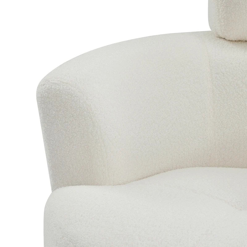 Fauteuil d'appoint pivotant à 360° en polaire berbère vert / jaune / crème / gris avec appuie-tête réglable, 1 place
