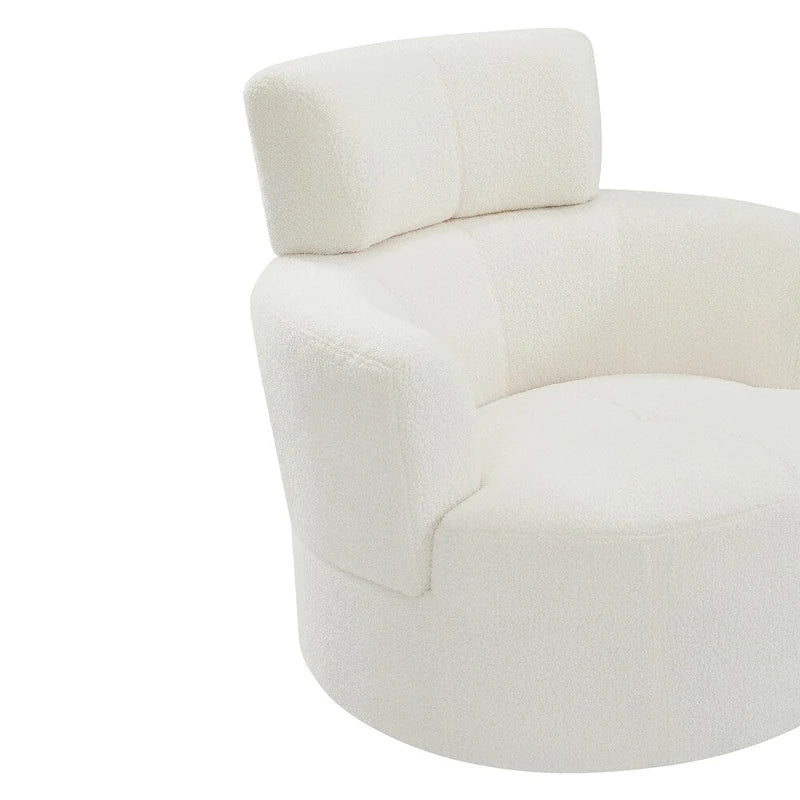 Fauteuil d'appoint pivotant à 360° en polaire berbère vert / jaune / crème / gris avec appuie-tête réglable, 1 place