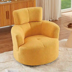 Fauteuil d'appoint pivotant à 360° en polaire berbère vert / jaune / crème / gris avec appuie-tête réglable, 1 place