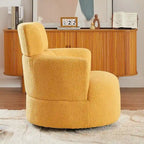 Fauteuil d'appoint pivotant à 360° en polaire berbère vert / jaune / crème / gris avec appuie-tête réglable, 1 place