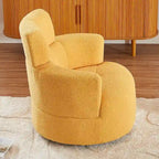 Fauteuil d'appoint pivotant à 360° en polaire berbère vert / jaune / crème / gris avec appuie-tête réglable, 1 place