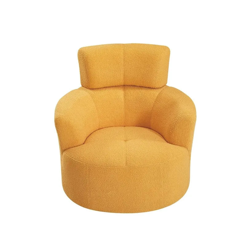 Fauteuil d'appoint pivotant à 360° en polaire berbère vert / jaune / crème / gris avec appuie-tête réglable, 1 place