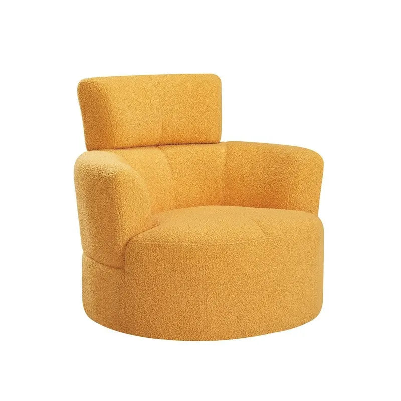 Fauteuil d'appoint pivotant à 360° en polaire berbère vert / jaune / crème / gris avec appuie-tête réglable, 1 place