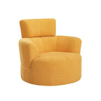 Fauteuil d'appoint pivotant à 360° en polaire berbère vert / jaune / crème / gris avec appuie-tête réglable, 1 place