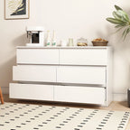 Commode à 6 tiroirs en MDF vert/gris/blanc/rose avec revêtement décoratif, montage par 1 personne