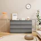 Commode à 6 tiroirs en MDF vert/gris/blanc/rose avec revêtement décoratif, montage par 1 personne