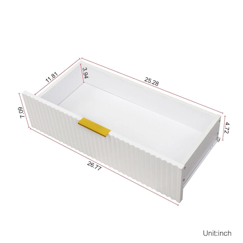 Meuble TV blanc de 160 cm avec 2 tiroirs à fermeture douce et surface brillante, assemblage par 1 personne
