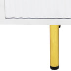 Meuble TV blanc de 160 cm avec 2 tiroirs à fermeture douce et surface brillante, assemblage par 1 personne
