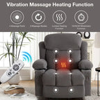 Fauteuil inclinable releveur électrique marron/gris avec massage, chauffage, port USB et poches latérales, 1 place