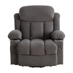 Fauteuil inclinable releveur électrique marron/gris avec massage, chauffage, port USB et poches latérales, 1 place