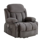Fauteuil inclinable releveur électrique marron/gris avec massage, chauffage, port USB et poches latérales, 1 place