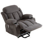 Fauteuil inclinable releveur électrique marron/gris avec massage, chauffage, port USB et poches latérales, 1 place